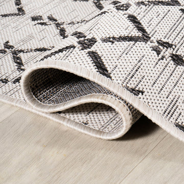 Ourika Moroccan Geometric Textured Weave Indoor/outdoor Area Rug